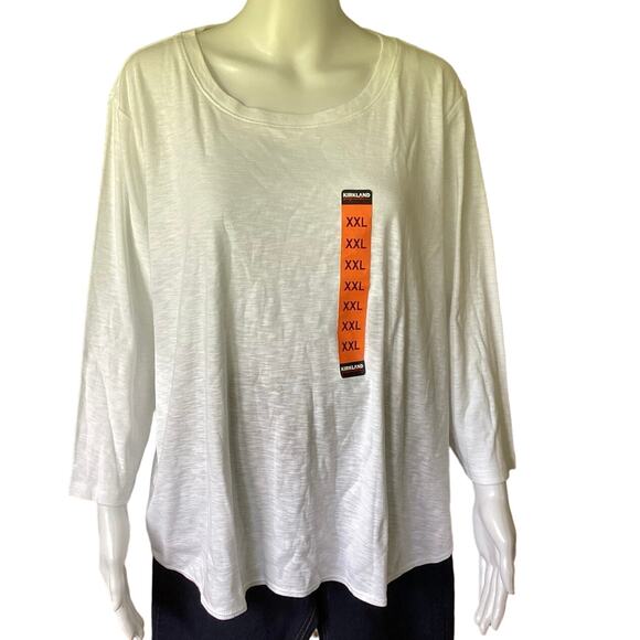 Kirkland Signature Women's Ladies Cotton Slub Tee T-Shirt 3/4 Sleeve XXL - Picture 3 of 4